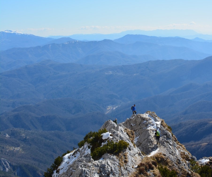 Mountain hikers representing the journey from vision to execution